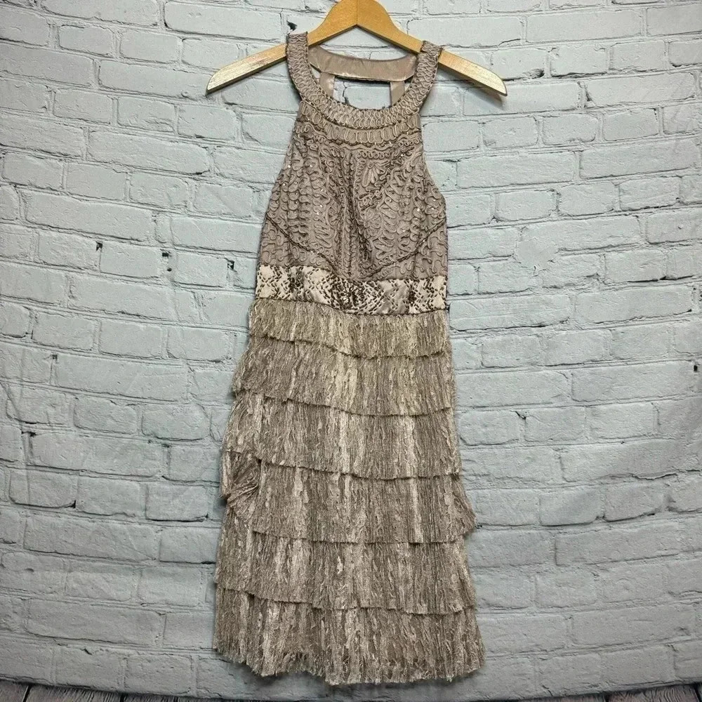 Sue Wong Nocturne Elegant Formal Midi Beaded Gown Size 10